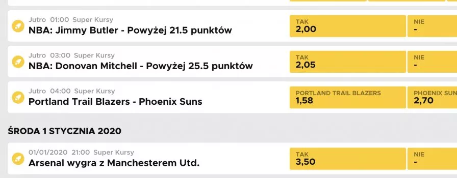 Betclic podwyższa kurs na zwycięstwo Arsenalu