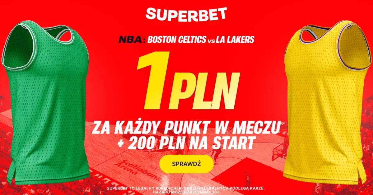 Bonus 1 PLN za każdy punkt w meczu Boston Celtics - Los Angeles Lakers