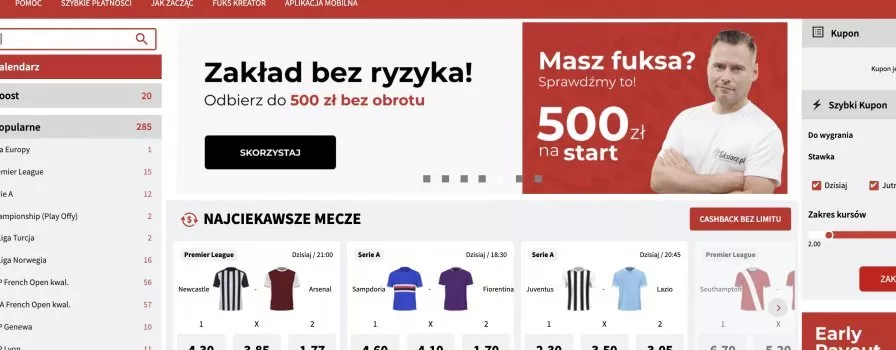 Fuksiarz bonus bez depozytu. Jak obstawiać za darmo?
