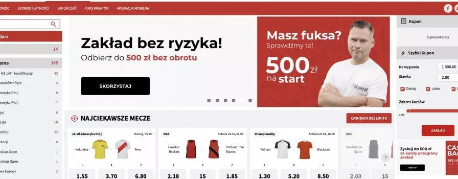 Czy Fuksiarz to dobry bukmacher do obstawiania PNA?