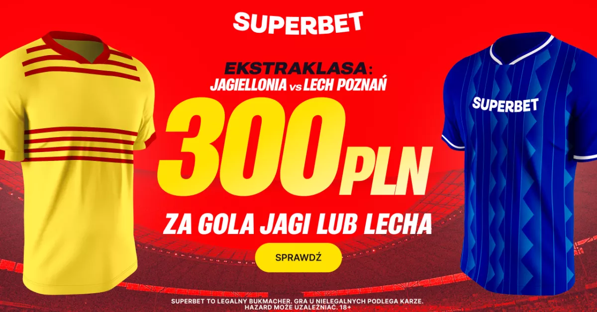 Premia na Jagiellonia - Lech: 300 PLN bonusu!