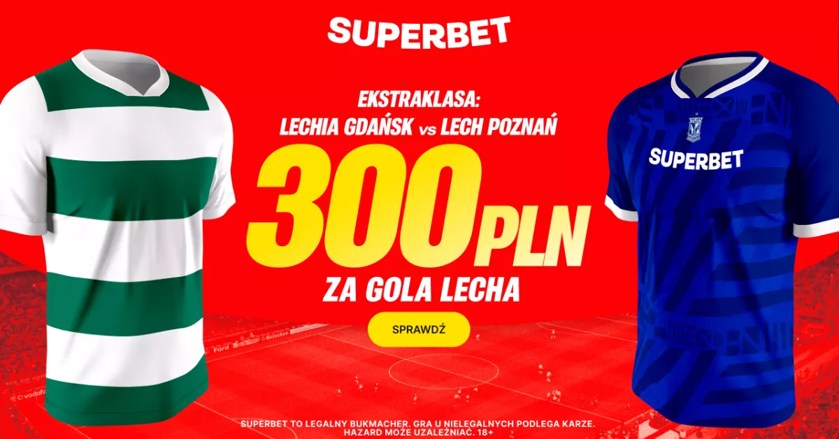 Bonus 300 PLN w Superbet za gola Lecha Poznań z Lechią