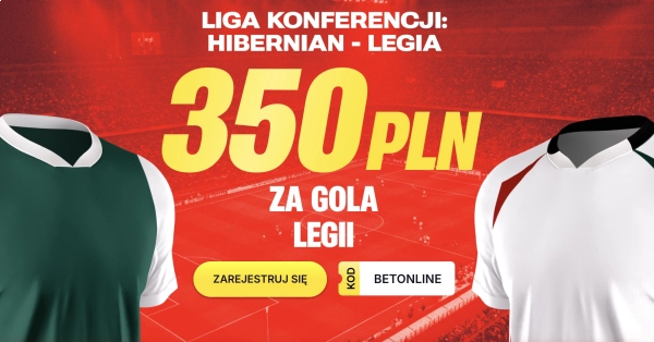 350 PLN bonusu za bramkę Legii w Szkocji
