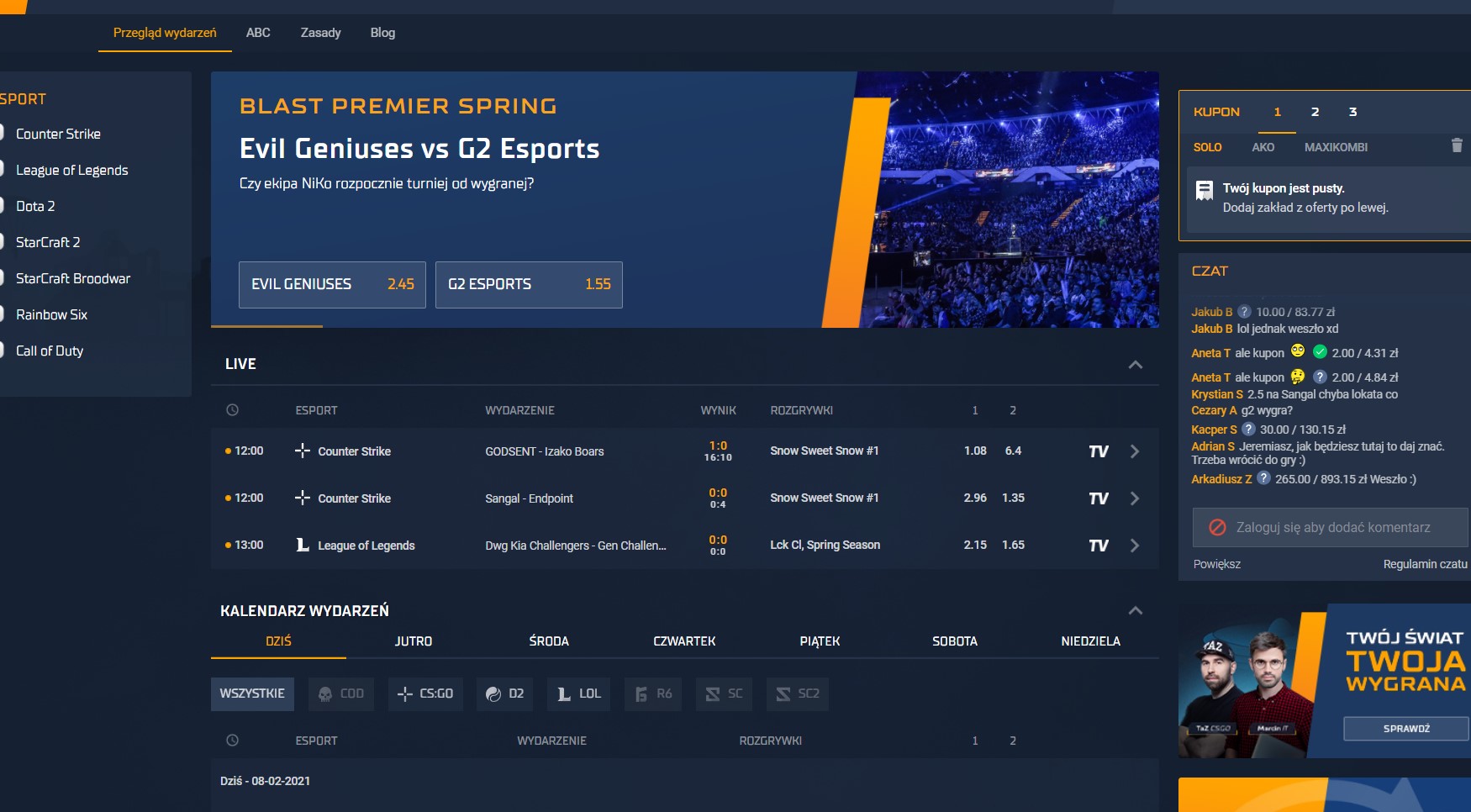 sts zakłady na esport