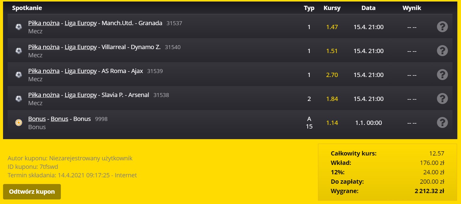 Liga Europy typy bukmacherskie Fortuna