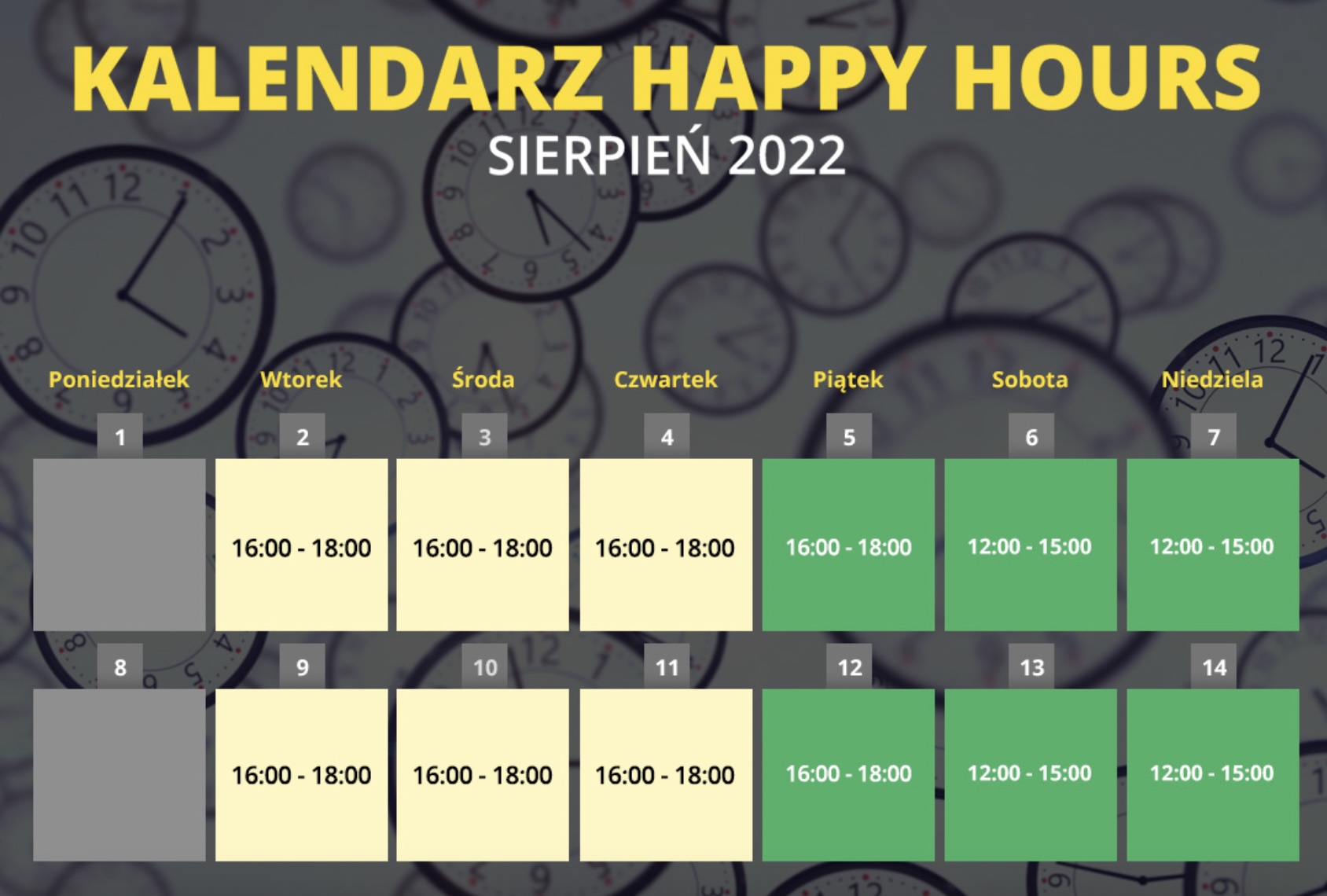 Kalendarz Happy Hours Fortuna sierpień 2022