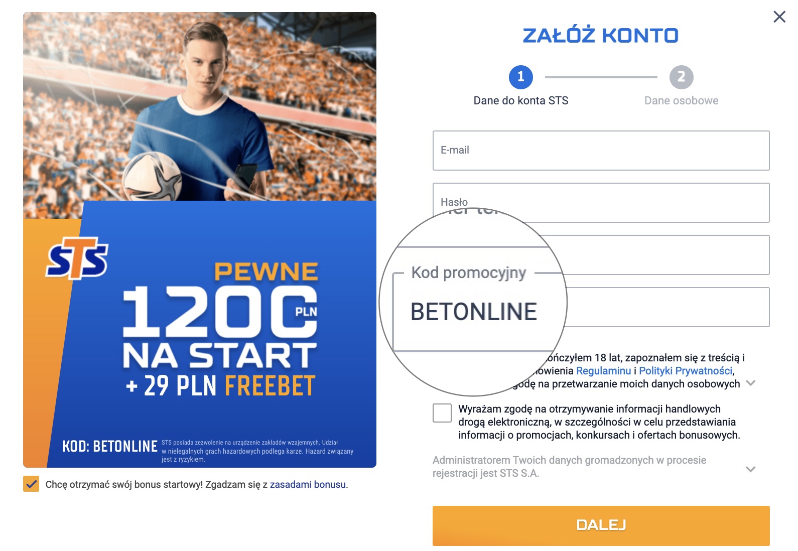 STS bonus bez depozytu - STS TV online za darmo