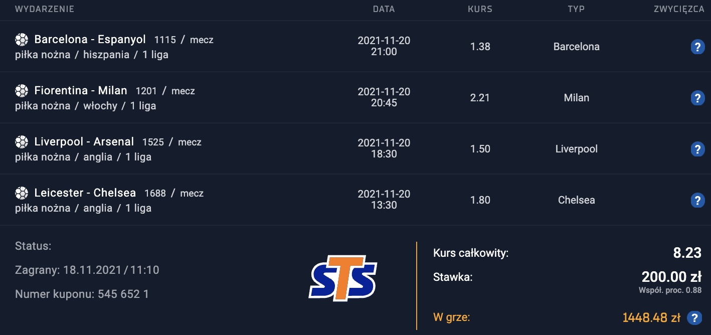 STS kupon na dziś - 20 listopada